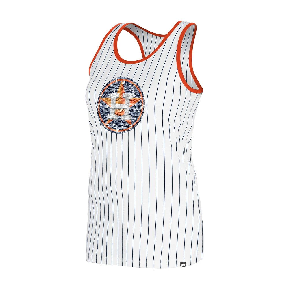 Women's New Era White Houston Astros Gameday Pinstripe Tank Top