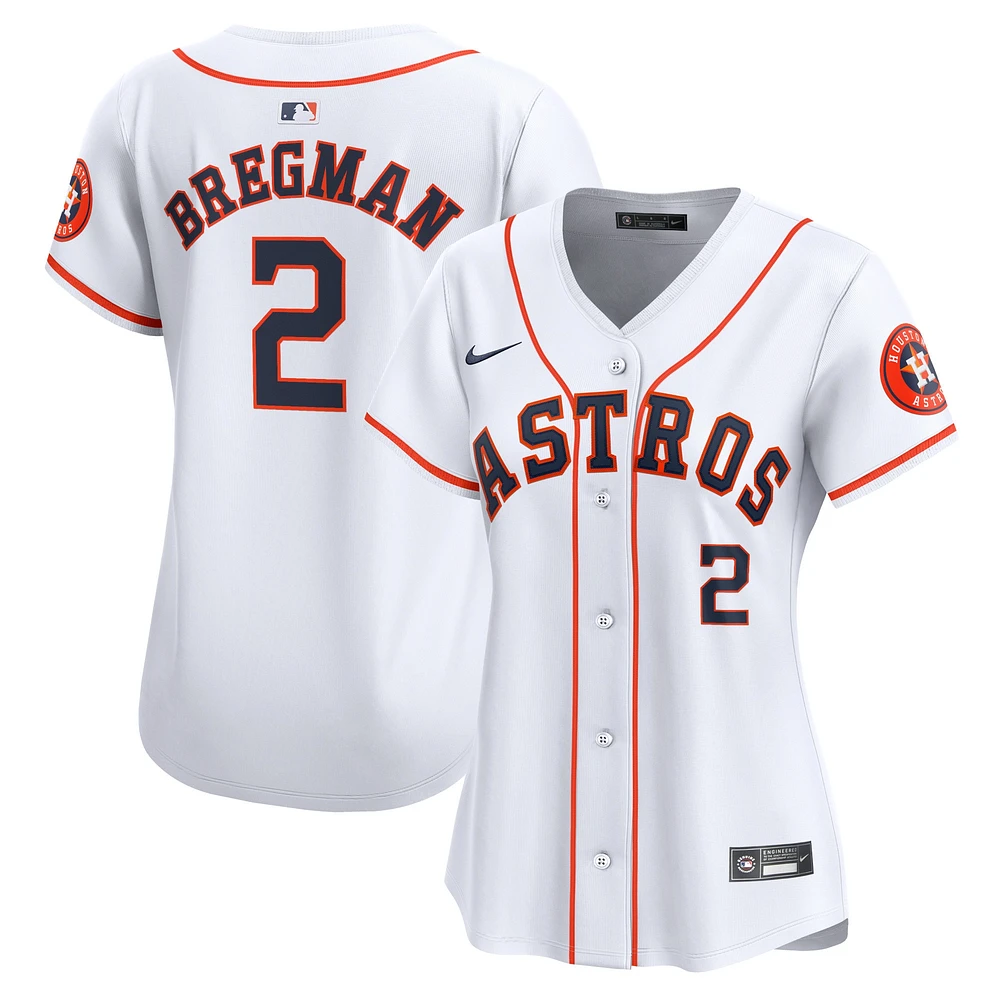 Maillot de joueur Nike Alex Bregman Houston Astros Home Limited pour femme, blanc