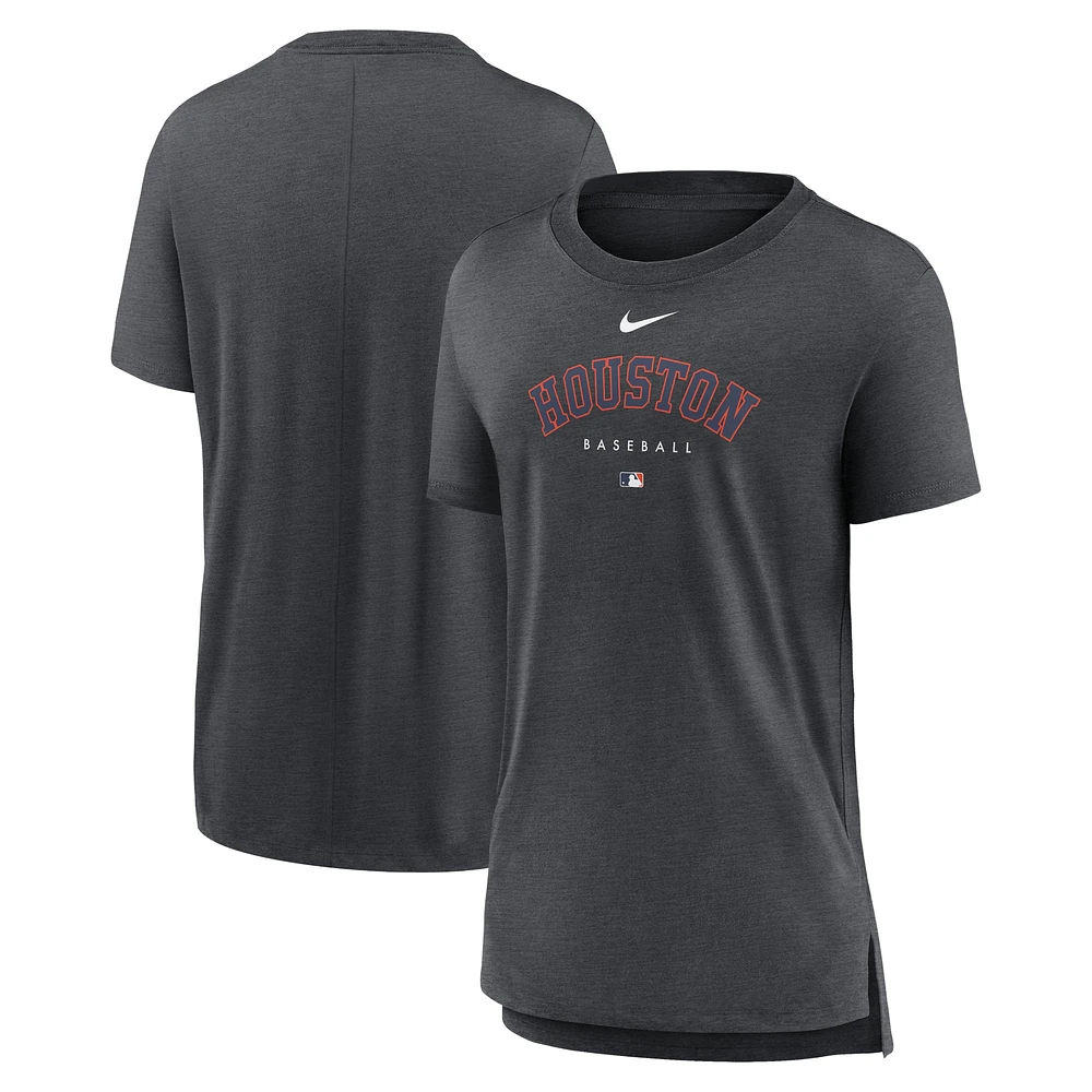 Women's Nike Heather Charcoal Houston Astros Authentic Collection Early Work Tri-Blend T-Shirt