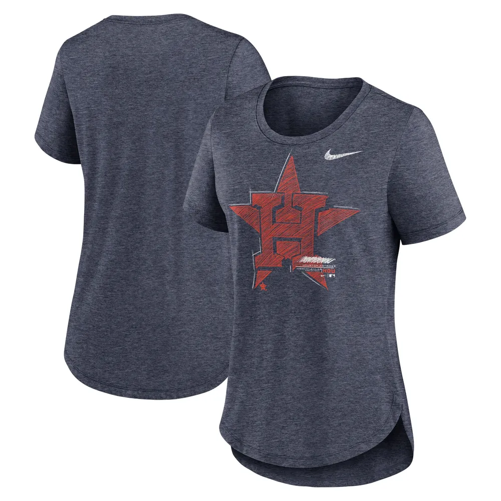 Women's Nike Heather Navy Houston Astros Touch Tri-Blend T-Shirt