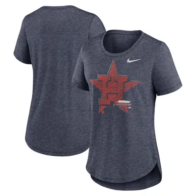 T-shirt à trois mélanges Nike Houston Astros Touch pour femme, bleu marine chiné