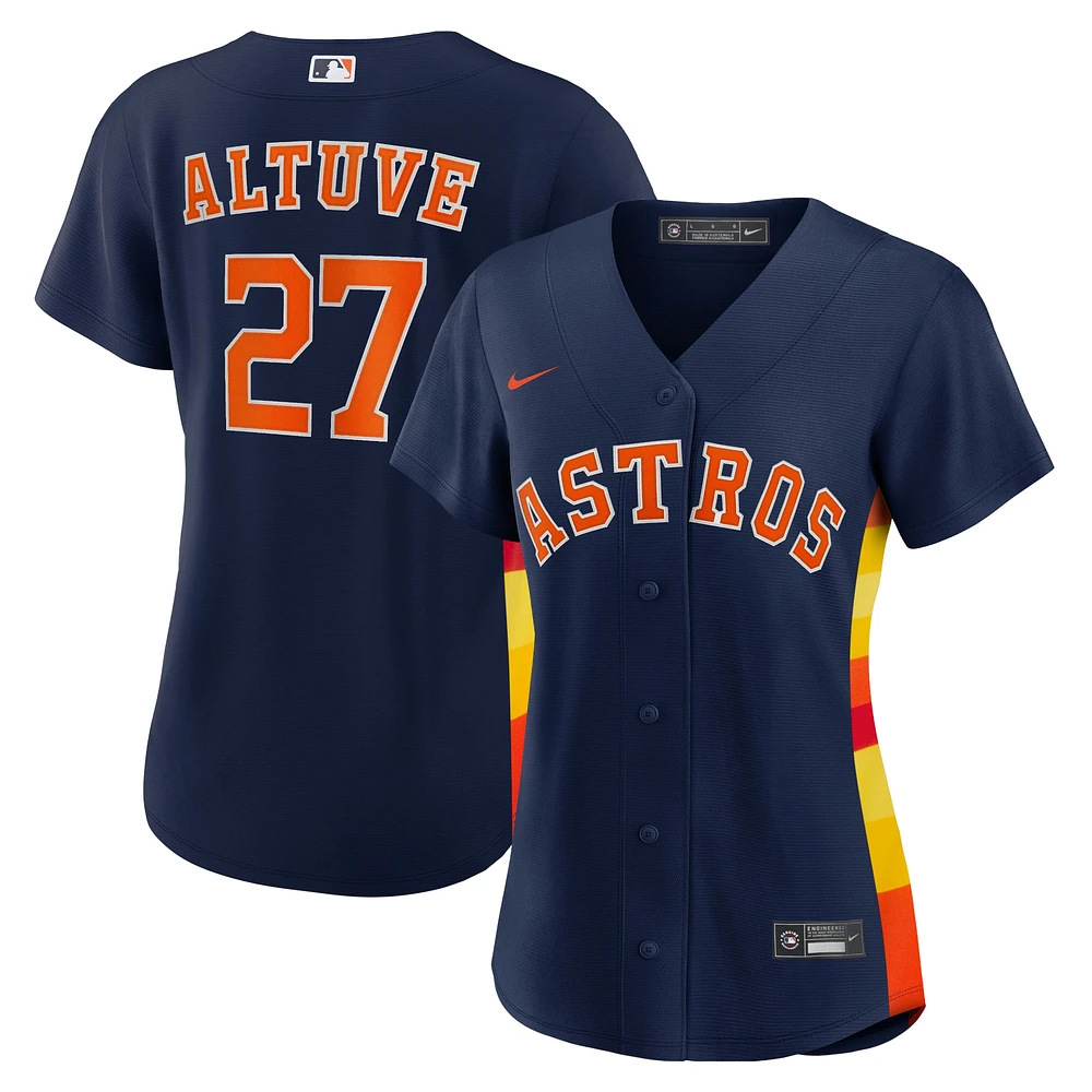 Maillot de joueur réplique alternatif des Houston Astros Nike Jose Altuve bleu marine pour femme