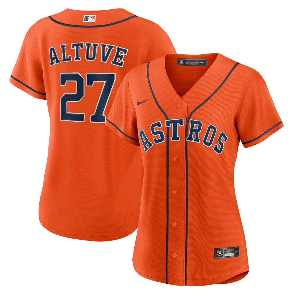 Maillot Femme Nike Jose Altuve Orange Houston Astros Alternate Replica Player