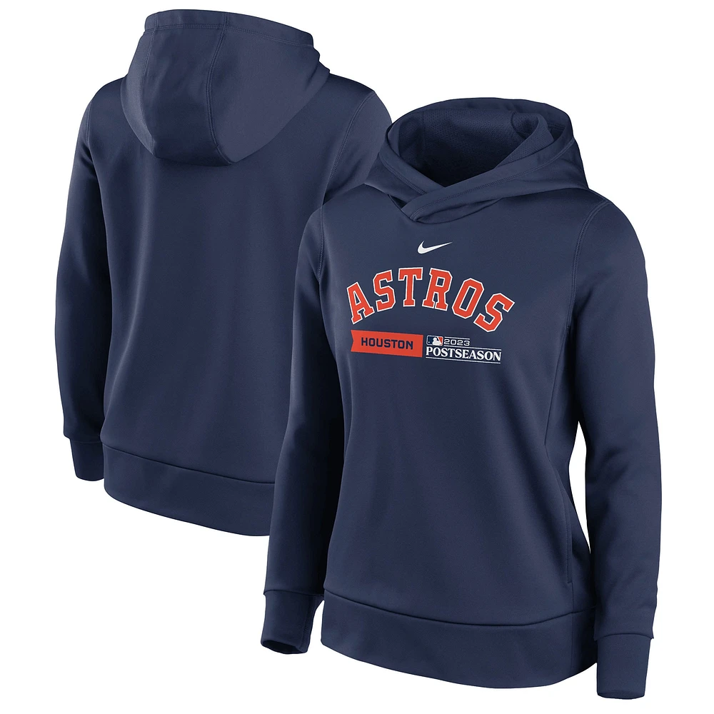 Sweat à capuche en polaire Dugout Nike pour femme, bleu marine, Houston Astros 2023 Postseason Authentic Collection