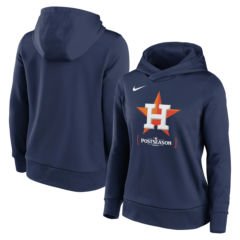 Women's Nike Navy Houston Astros 2024 MLB Postseason Authentic Collection Therma Pullover Hoodie