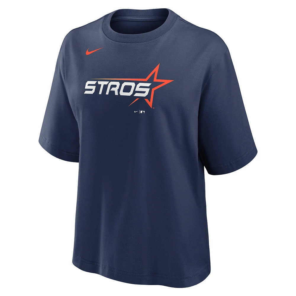 Women's Nike  Navy Houston Astros 2025 City Connect Logo Boxy T-Shirt