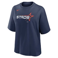 Women's Nike  Navy Houston Astros 2025 City Connect Logo Boxy T-Shirt