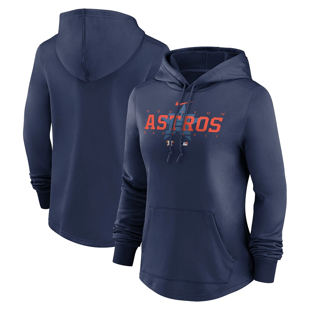 Sweat à capuche Nike Houston Astros Authentic Collection Performance d'avant-match pour femme - Bleu marine