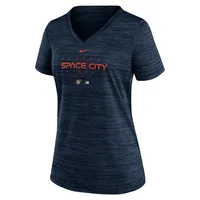 T-shirt à col en V Nike bleu marine Houston Astros City Connect Velocity Practice Performance pour femmes