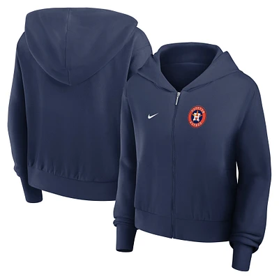 Sweat à capuche Nike bleu marine Houston Astros Cropped Chill entièrement zippé pour femme