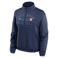 Women's Nike Navy Houston Astros Rewind Splice Half-Zip Semi-Cropped Bubble Hem Sweatshirt