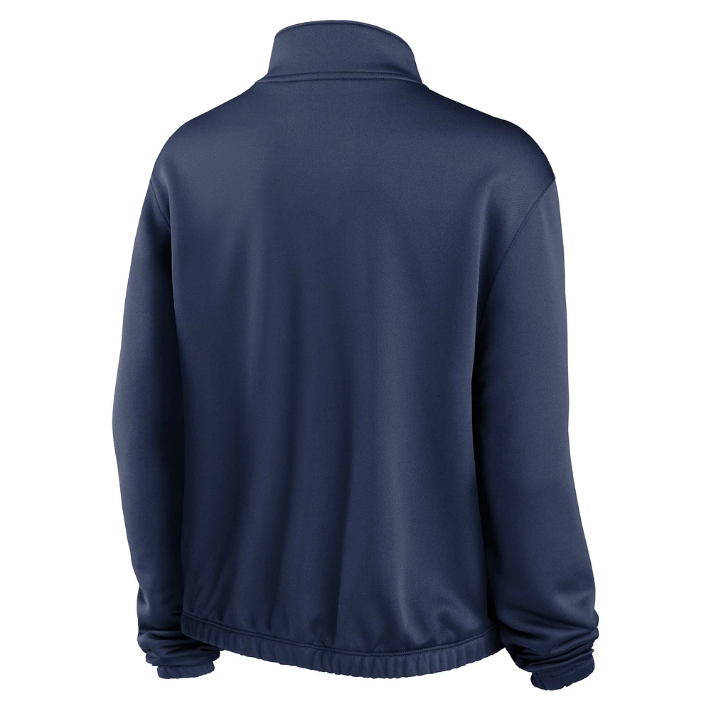 Sweat-shirt semi-court à demi-zip et ourlet bulle Nike pour femmes, bleu marine, Houston Astros Rewind Splice