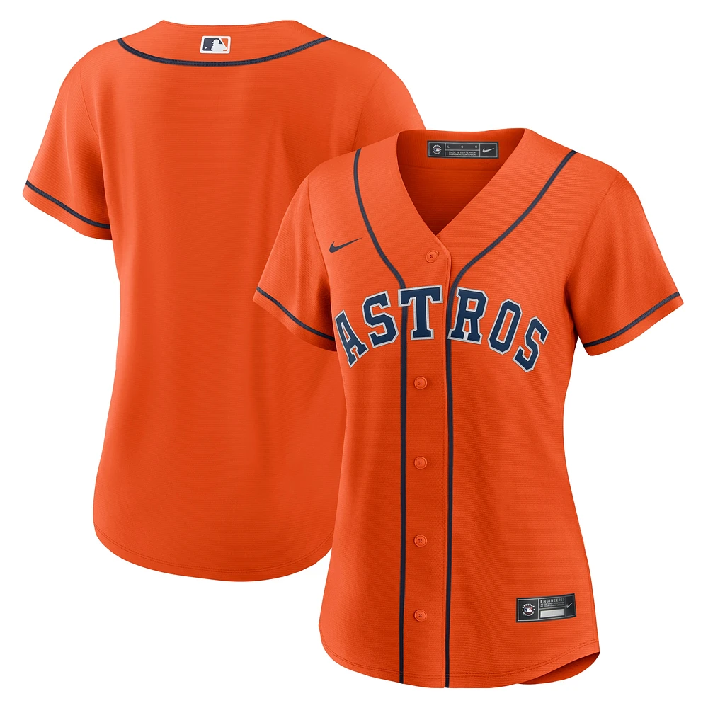 Maillot d'équipe Nike Houston Astros Alternate Replica orange pour femme