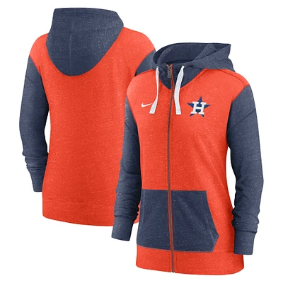 Sweat à capuche entièrement zippé Nike Houston Astros orange pour femme