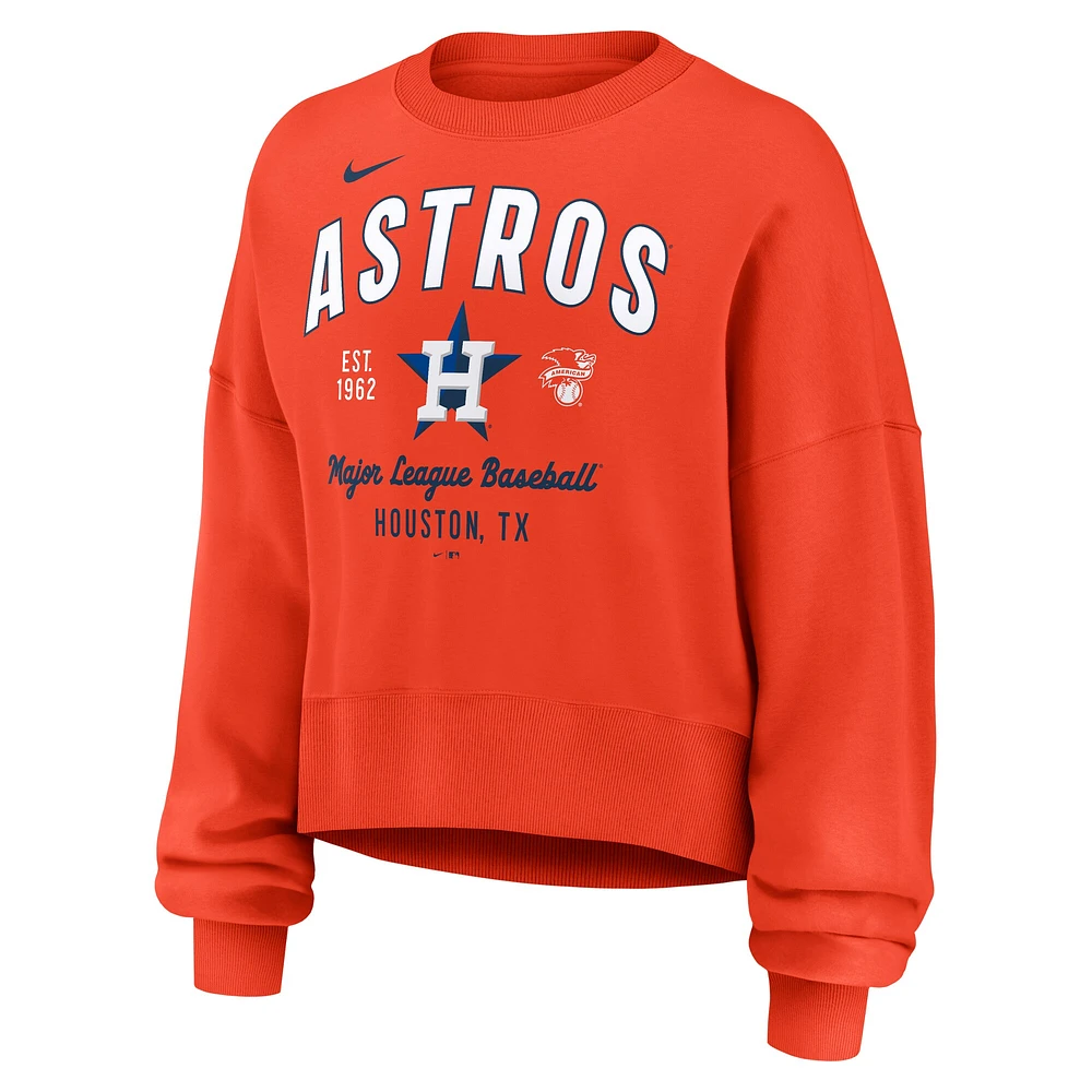 Sweat-shirt oversize orange à manches longues pour femme Nike Houston Astros