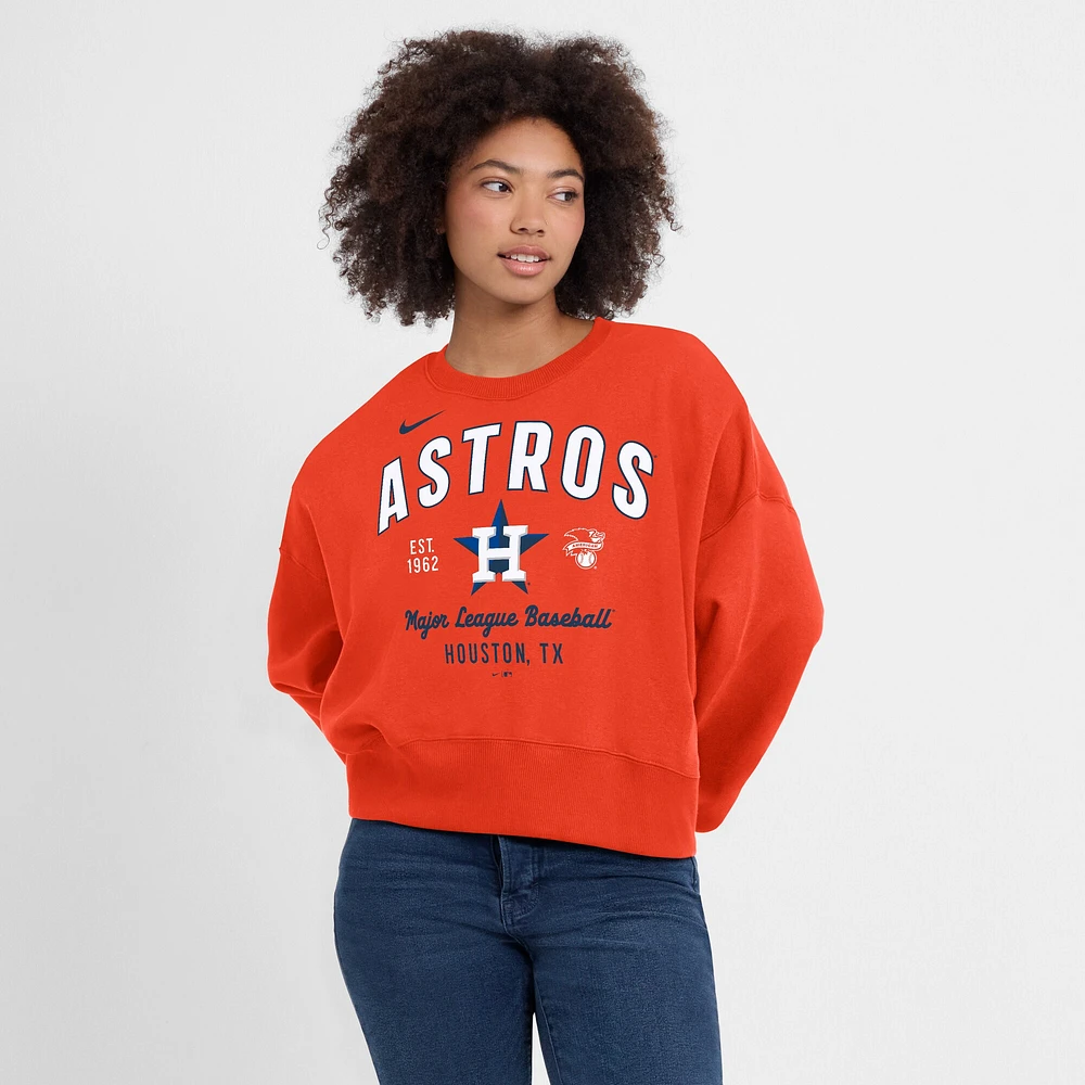 Sweat-shirt oversize orange à manches longues pour femme Nike Houston Astros