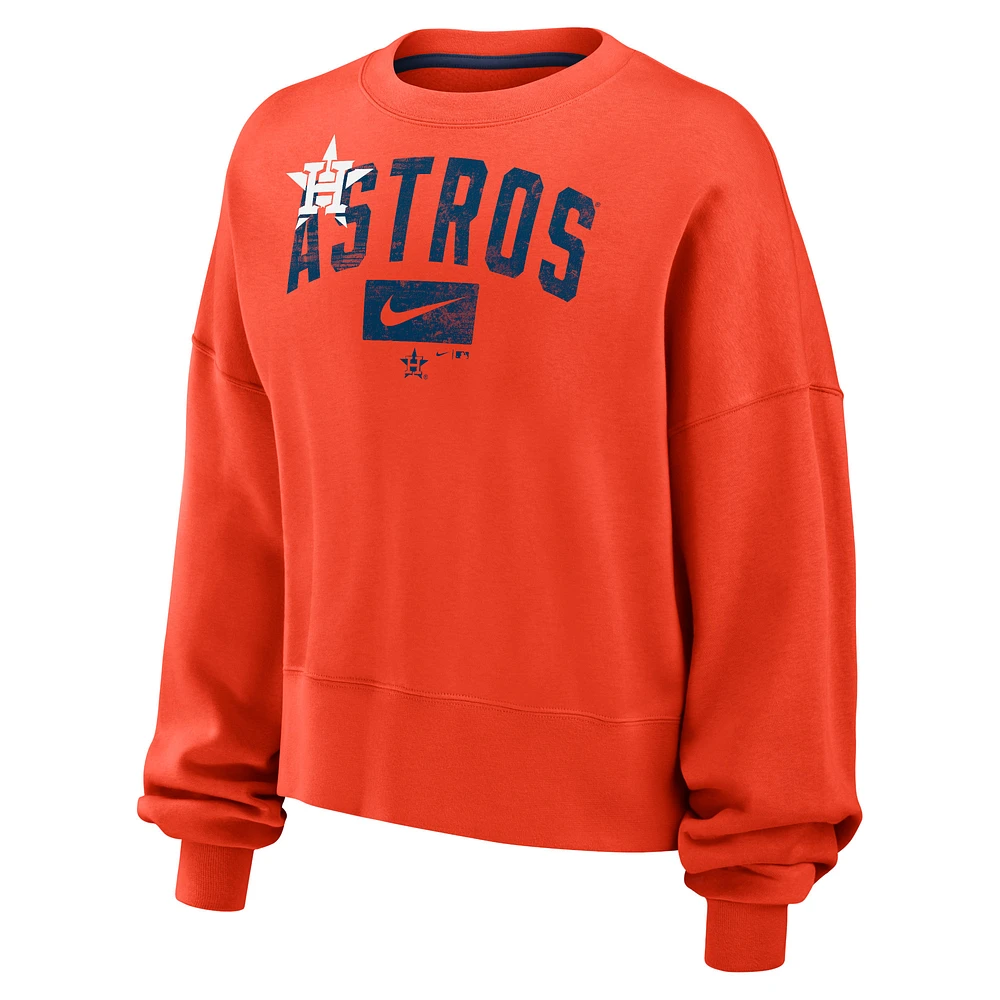 Sweat-shirt court surdimensionné à manches longues Nike Orange Houston Astros pour femme