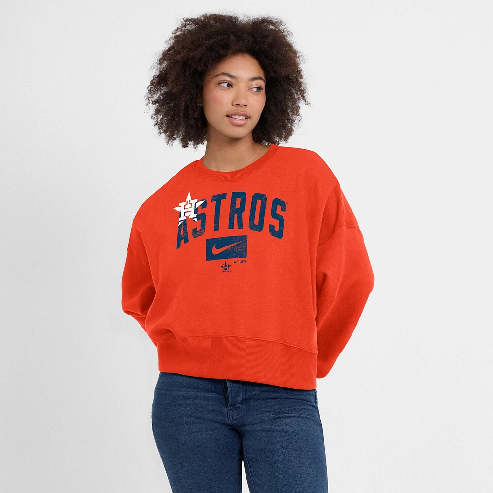 Sweat-shirt court surdimensionné à manches longues Nike Orange Houston Astros pour femme