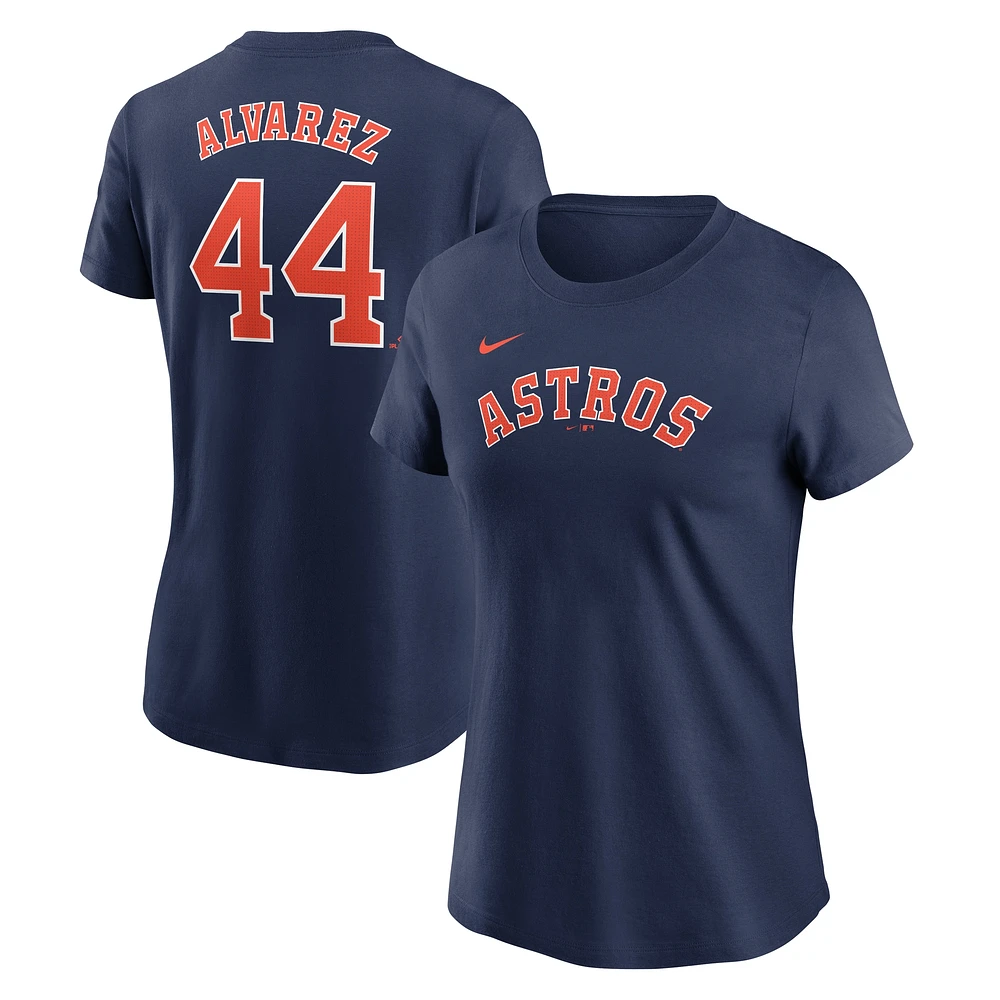 T-shirt Nike Yordan Alvarez bleu marine Houston Astros Fuse avec nom et numéro pour femme