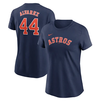 T-shirt Nike Yordan Alvarez bleu marine Houston Astros Fuse avec nom et numéro pour femme