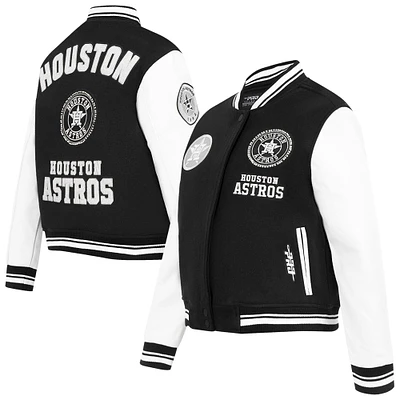 Veste universitaire entièrement zippée en laine côtelée Pro Standard pour femme Houston Astros Pearls Black