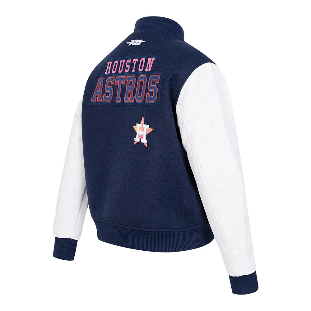 Women's Pro Standard Navy Houston Astros Game Day Classics Wool Varsity Jacket