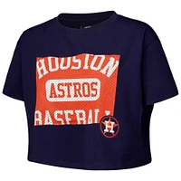 Women's Pro Standard Navy Houston Astros Made To Play Boxy Cropped T-Shirt