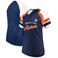 Women's Profile  Navy Houston Astros Arched Notch Neck T-Shirt