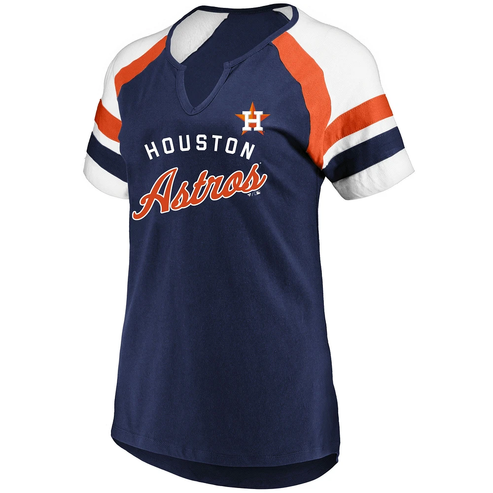 Women's Profile  Navy Houston Astros Arched Notch Neck T-Shirt