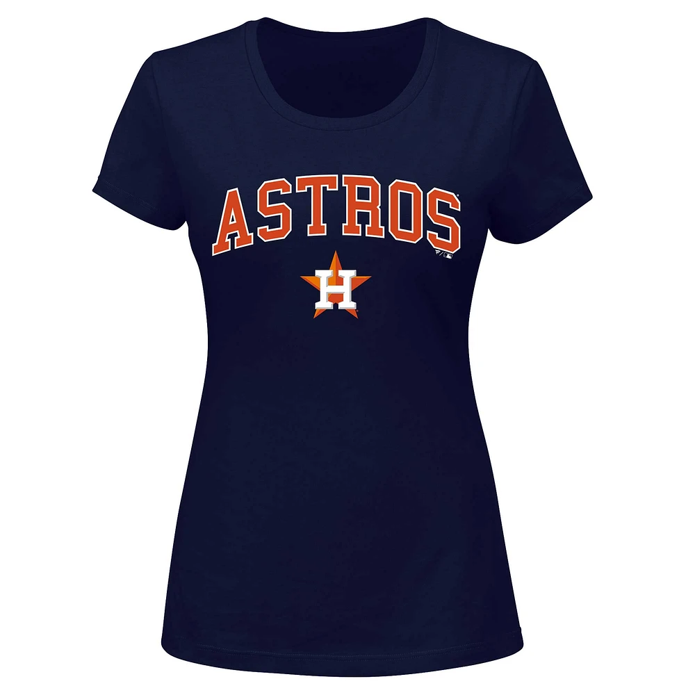 T-shirt Profile pour femmes, bleu marine, Astros de Houston, taille plus, avec logo en arc