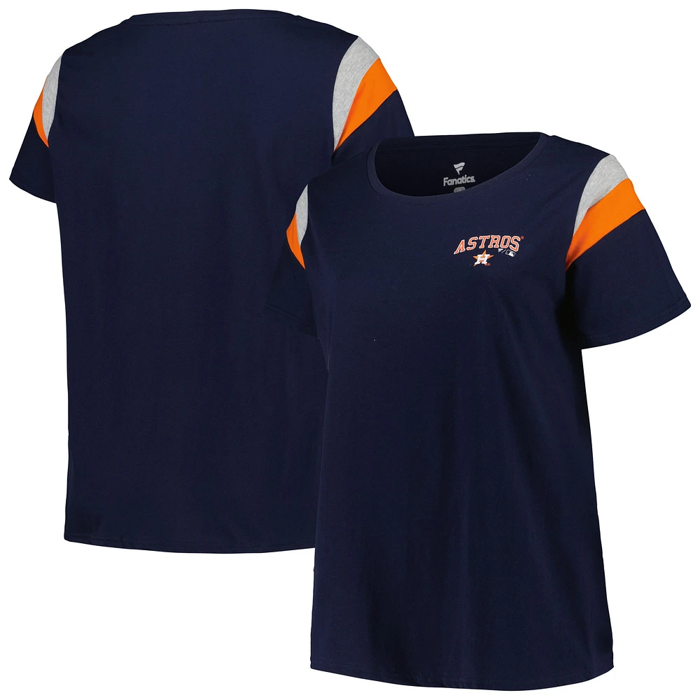 T-shirt à encolure dégagée taille plus pour femmes Profile Navy Houston Astros