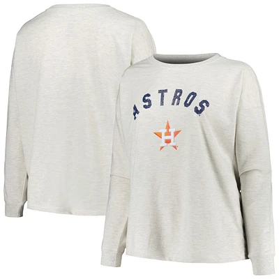 Women's Profile Oatmeal Houston Astros Plus French Terry Pullover Sweatshirt