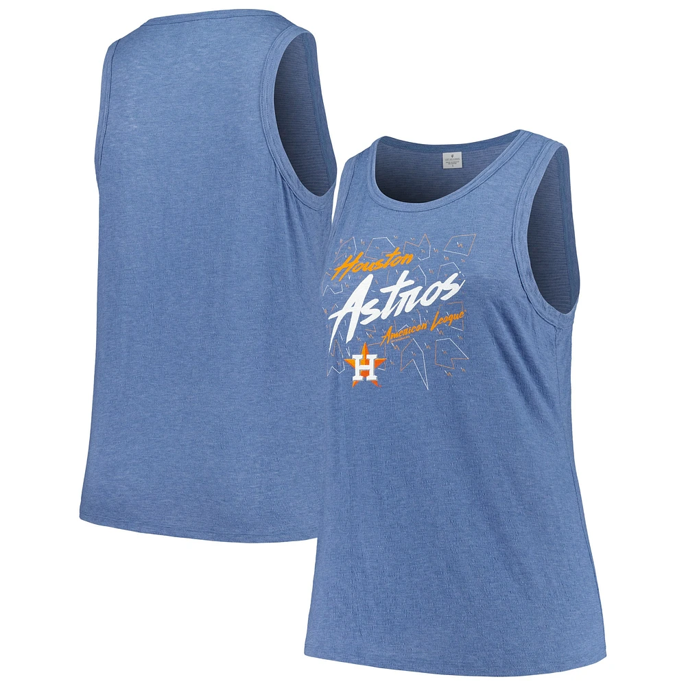 Women's Soft as a Grape Navy Houston Astros Plus Curvy High Neck Tri-Blend Tank Top