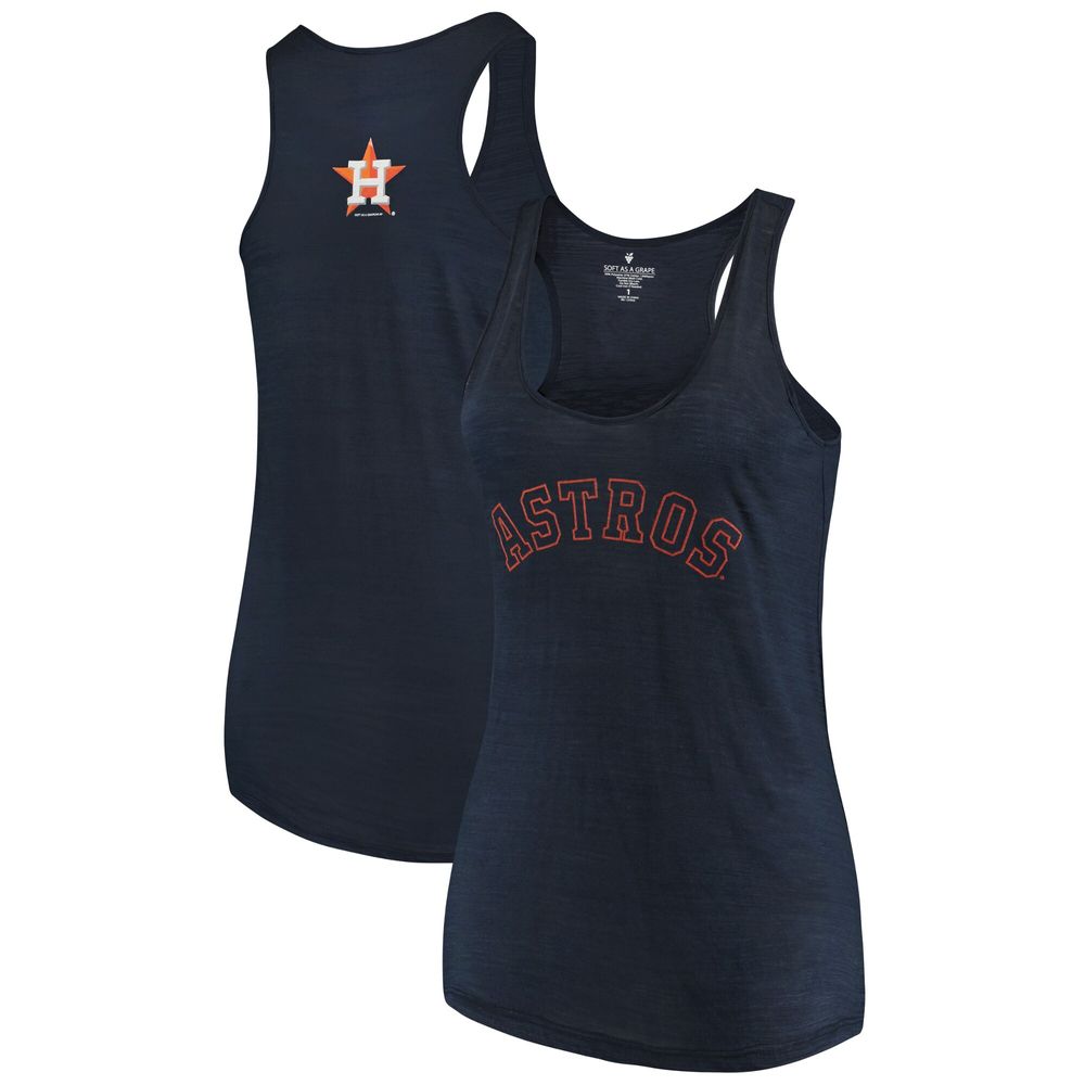 Women's Soft as a Grape Navy Houston Astros Plus Swing for the Fences Racerback Tank Top