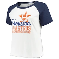 T-shirt de baseball raglan taille plus pour femmes, doux comme un raisin, Houston Astros, blanc