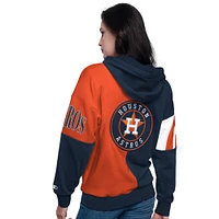 Women's Starter Navy/Orange Houston Astros Curve Ball Full Zip Hoodie Sweatshirt