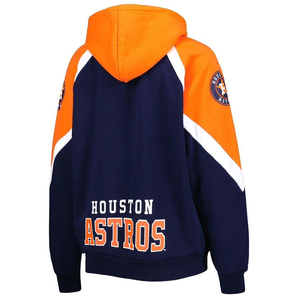 Sweat à capuche et fermeture éclair intégrale Starter Astros des Houston Hail Mary pour femme, bleu marine/orange