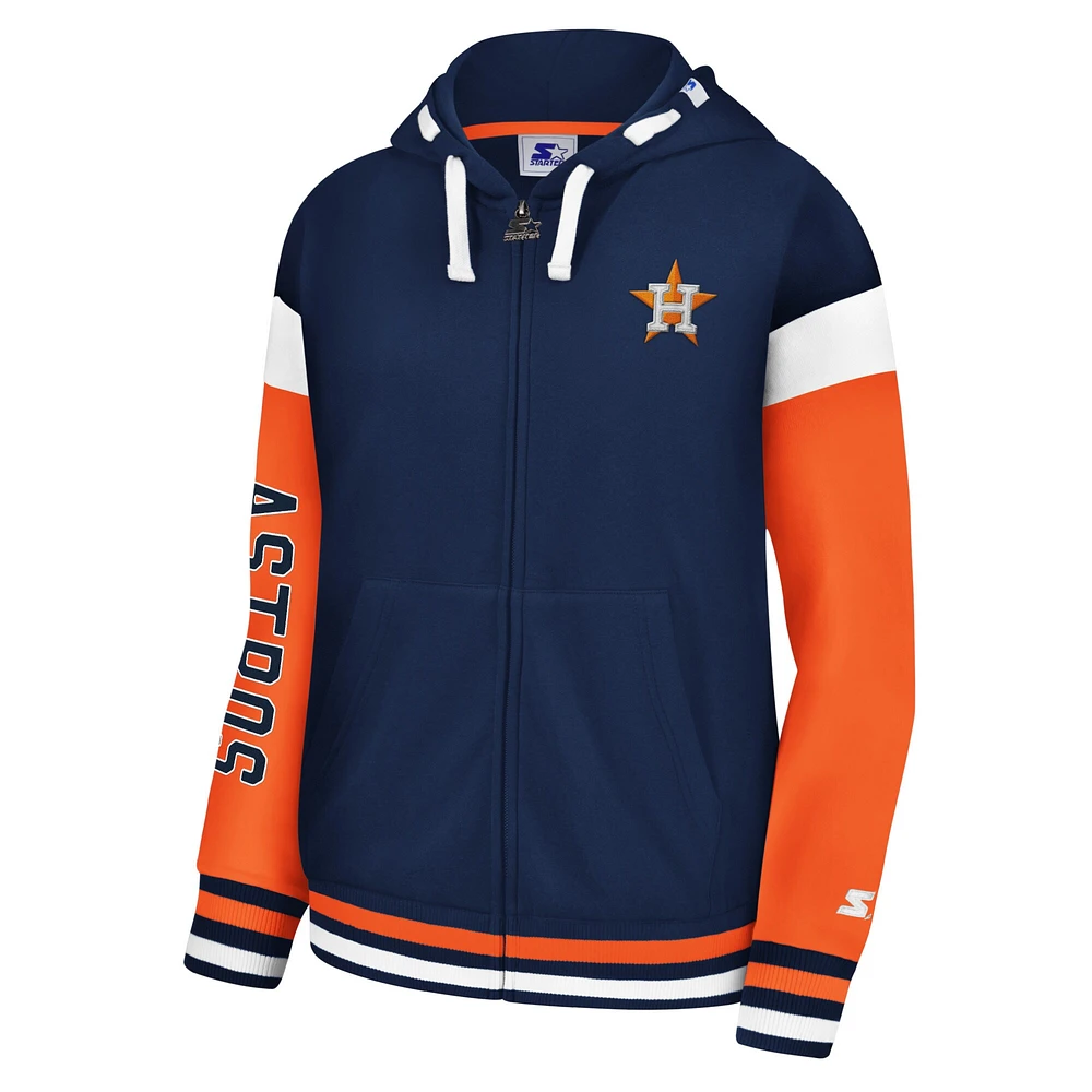 Sweat à capuche entièrement zippé Starter Navy Houston Astros Homestretch pour femmes