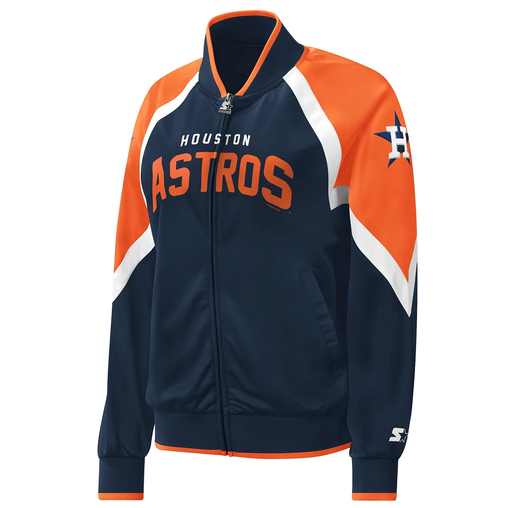 Women's Starter Navy Houston Astros Touchdown Raglan Full-Zip Track Jacket