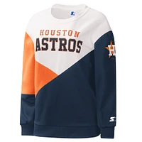 Women's Starter White/Navy Houston Astros Shutout Pullover Sweatshirt