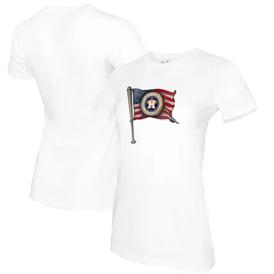 Houston Astros Tiny Turnip Women's Baseball Flag T-Shirt - White