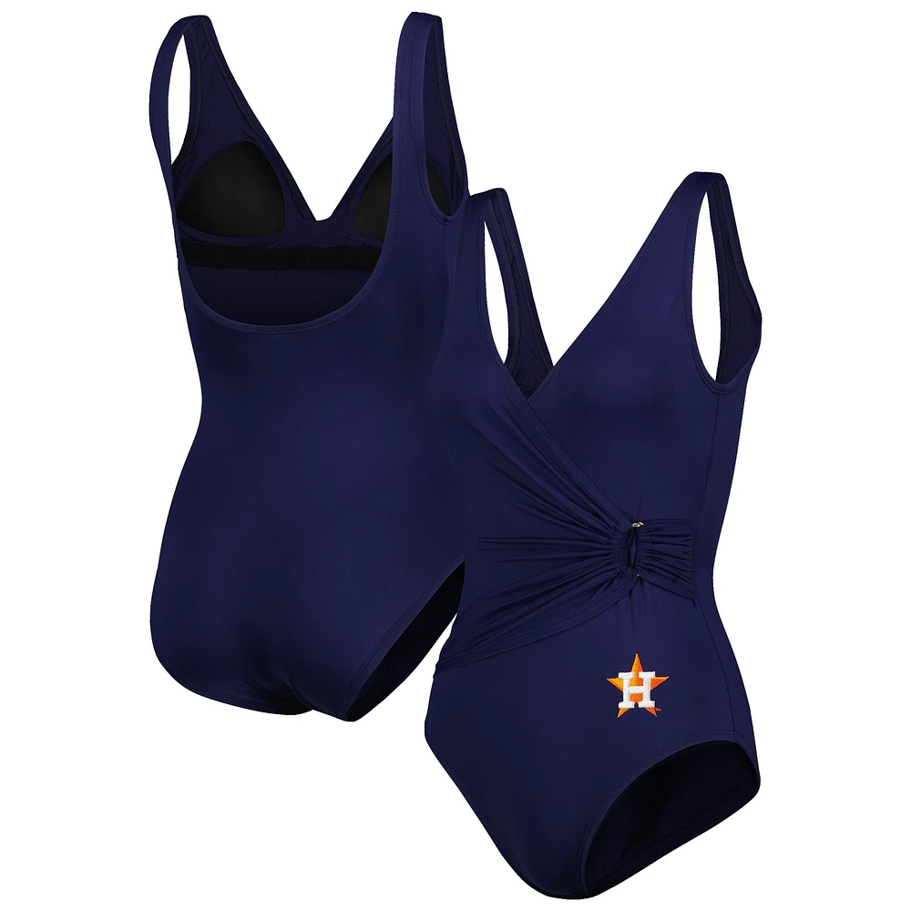 Maillot de bain une pièce Tommy Bahama pour femme, bleu marine Houston Astros Pearl Clara