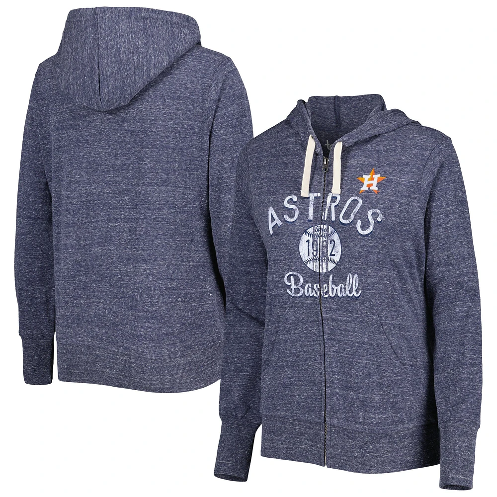 Sweat à capuche léger entièrement zippé trois mélanges pour femme Touch Heather Navy Houston Astros Training Camp