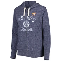 Women's Touch Heather Navy Houston Astros Training Camp Tri-Blend Lightweight Full-Zip Hoodie