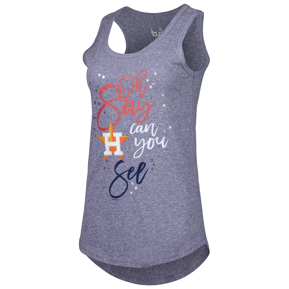 Women's Touch Navy Houston Astros Americana Tri-Blend Racerback Tank Top