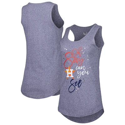 Women's Touch Navy Houston Astros Americana Tri-Blend Racerback Tank Top