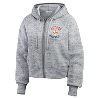 Sweat à capuche court en polaire moucheté gris chiné fermeture éclair pour femme WEAR by Erin Andrews des Astros de Houston