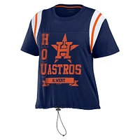 Women's WEAR by Erin Andrews Navy Houston Astros Cinched Colorblock T-Shirt