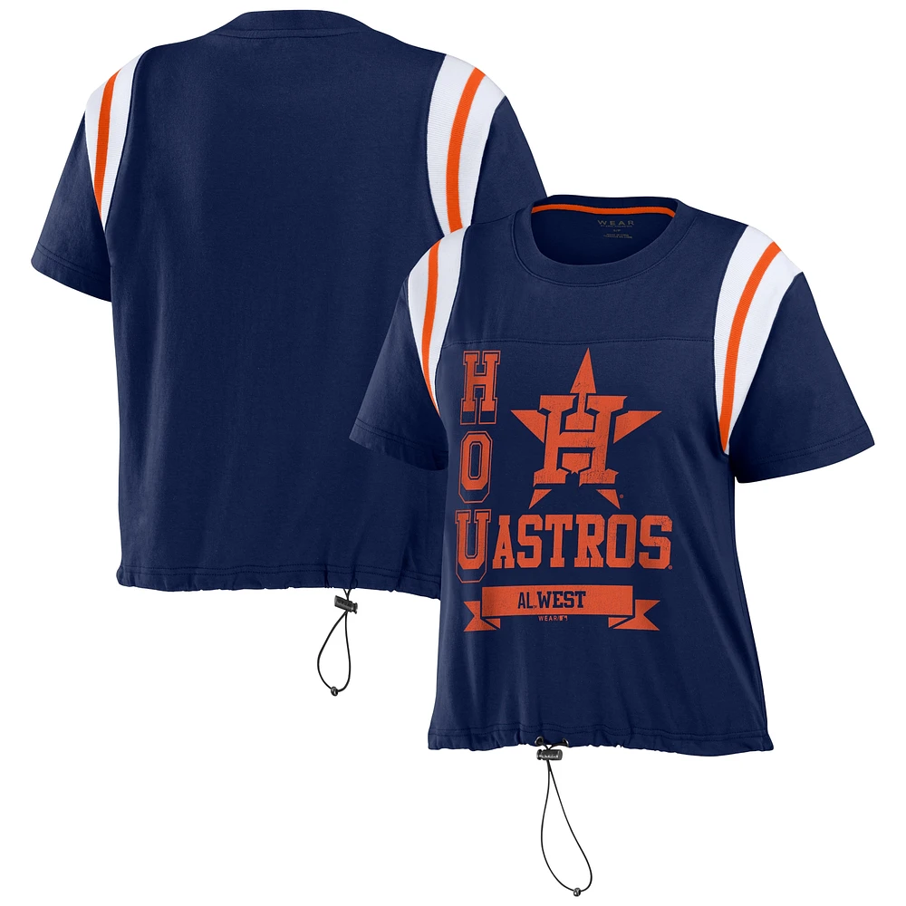 Women's WEAR by Erin Andrews Navy Houston Astros Cinched Colorblock T-Shirt