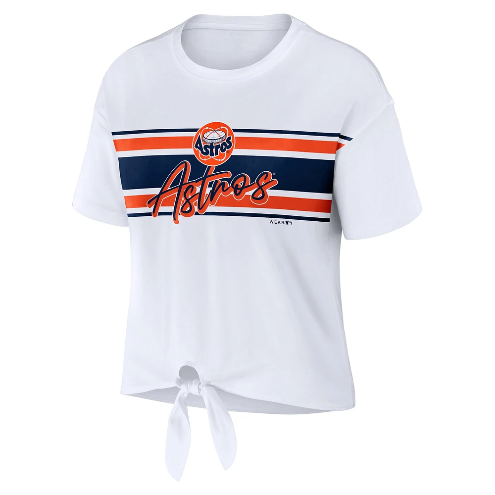 Women's WEAR by Erin Andrews White Houston Astros Tie-Front T-Shirt